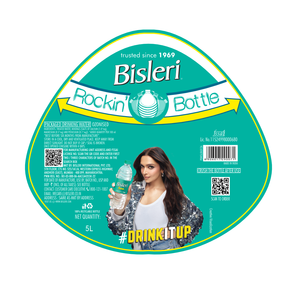 Bisleri 5 L Packaged Drinking Water back label